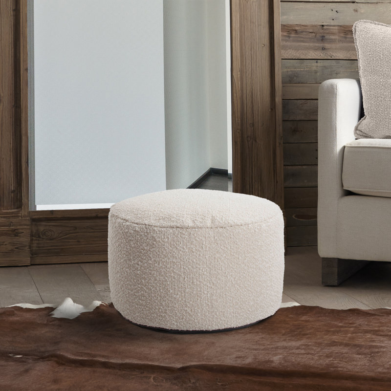 Pouf rond de 22 po de largeur, Beige