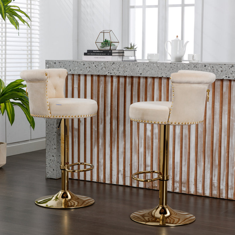 Tabouret pivotant à hauteur réglable Jenyiah, Beige