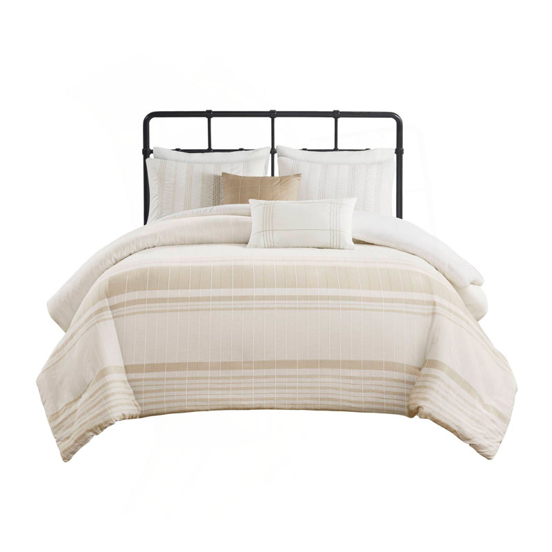 Ensemble de housse de couette 5 pièces en coton jacquard, Full Duvet Cover + 4 Additional Pieces
