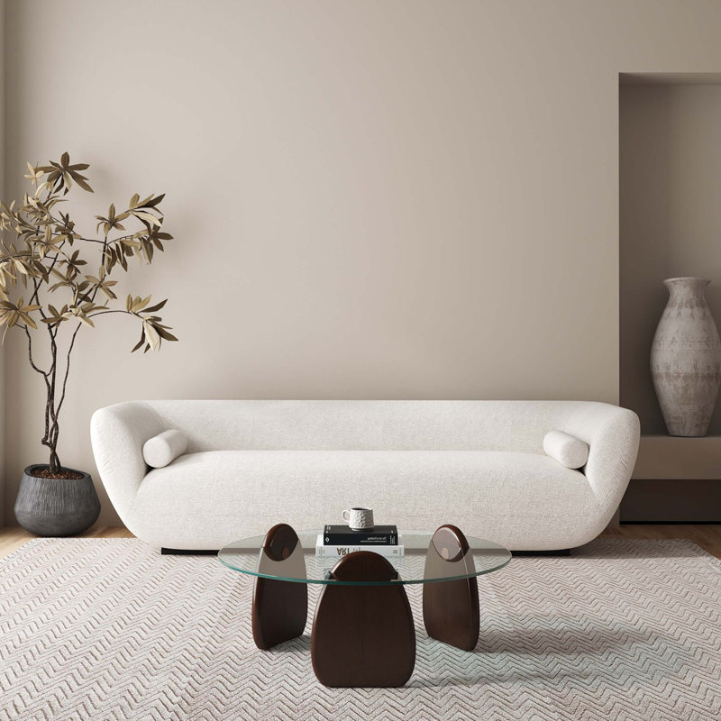 Artesia Glass Top Wood Coffee Table