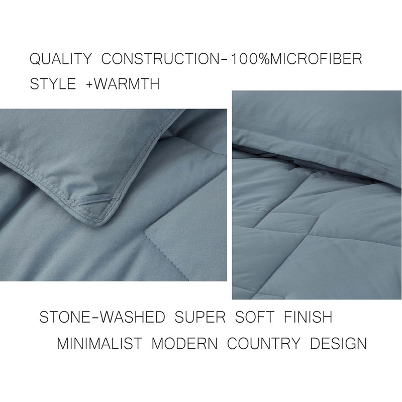 King Dusty Blue Reversible Microfiber Comforter Set
