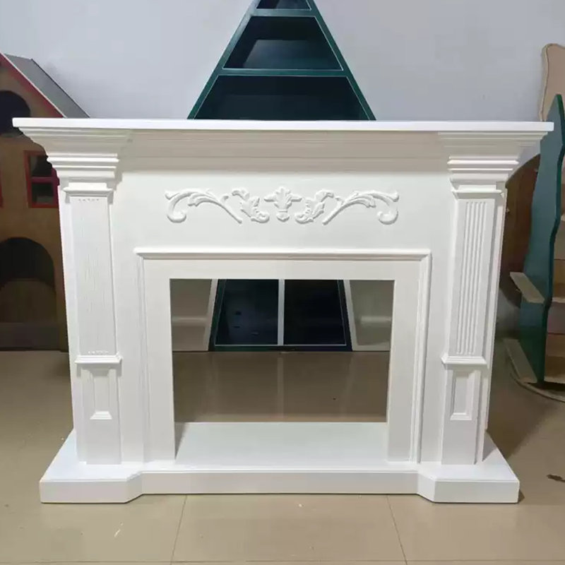 Black Solid Wood Freestanding Fireplace