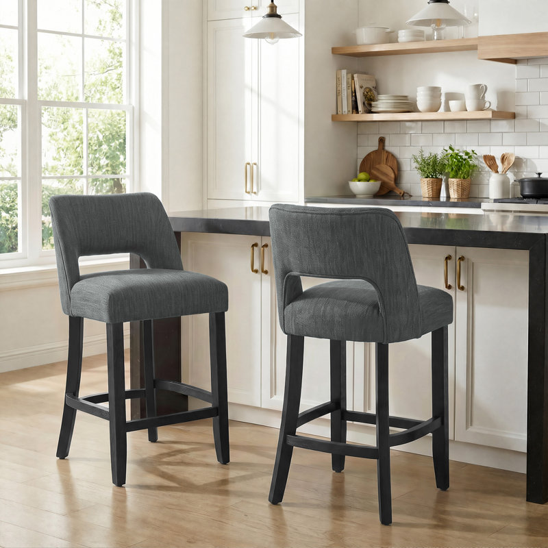 Tabouret de bar Bisto, Pieds noirs gris foncé