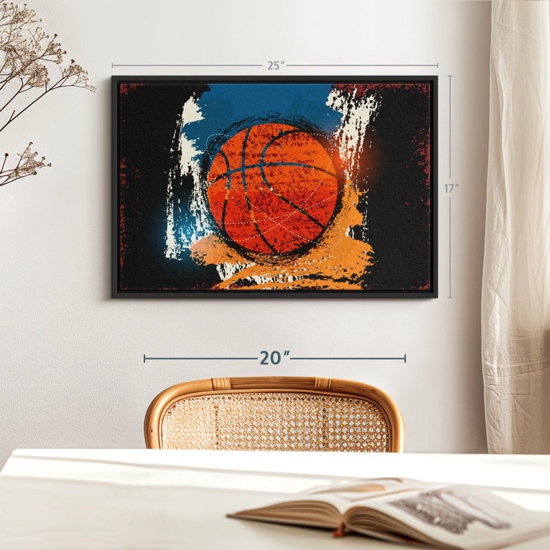 Impression sur toile Basketball Grunge, H 17 po x l 25 po