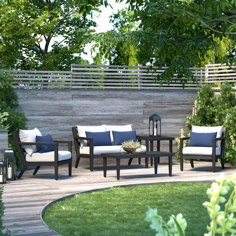 Marla Northridge 5 Piece Sofa Seating Group with Sunbrella® Cushions, Canvas Regatta Sunbrella® Canvas