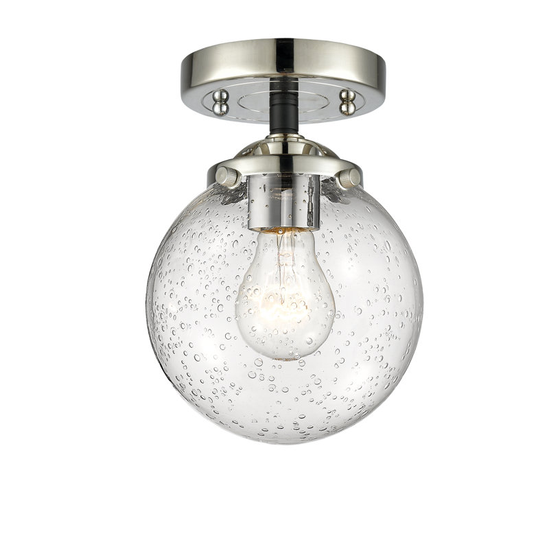 Rufina Glass Semi Flush Mount, Oil Rubbed Bronze, Seedy, 3 Watt LED Vintage Dimmable Bulb