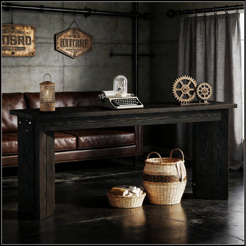 Table de couloir en bois rustique avec clôture en piquets, parfaite pour ajouter charme et fonctionnalité à n'importe quel vestibule ou salon.
