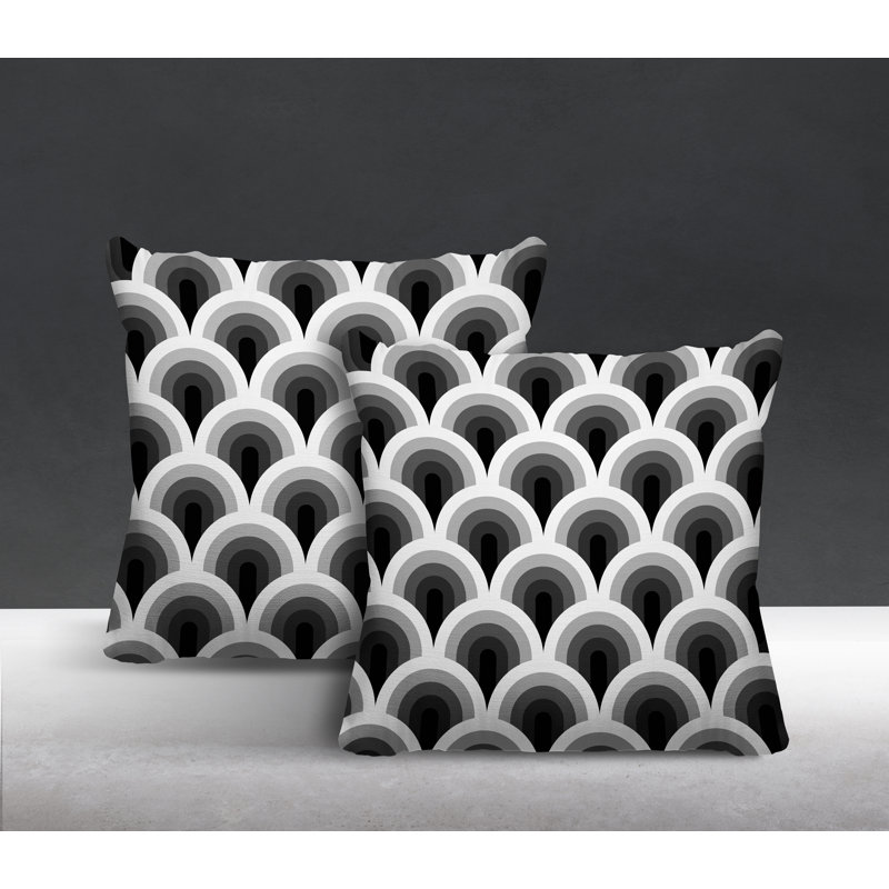  Coussin décoratif intérieur / extérieur, L 19 po x H 19 po, Noir