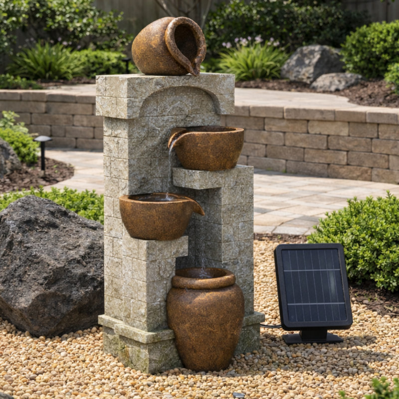 Polystone Solar Fountain with Light