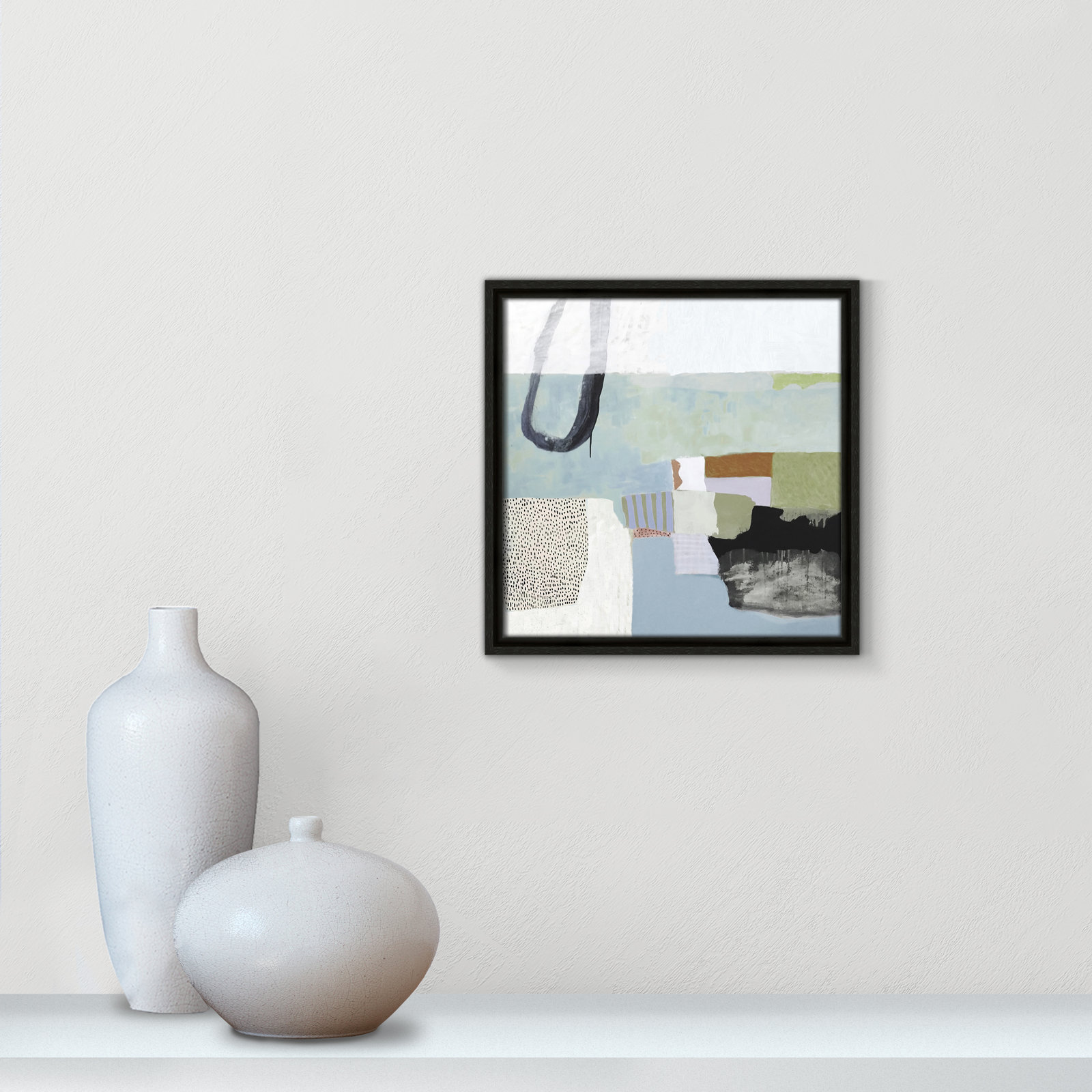 Concorde "Blue Rhythm" Painting by Nathaniel Mather, 13.5" H x 13.5" W x 2" D, Espresso Framed Paper, No Mat