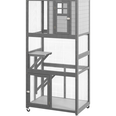 Outdoor Cat - 74" & Rollable, Gray. Spacious Interior For Cats. Suitable Heavy Cats Shelter Weather Ample Space To Have Fun And Relax Outdoors