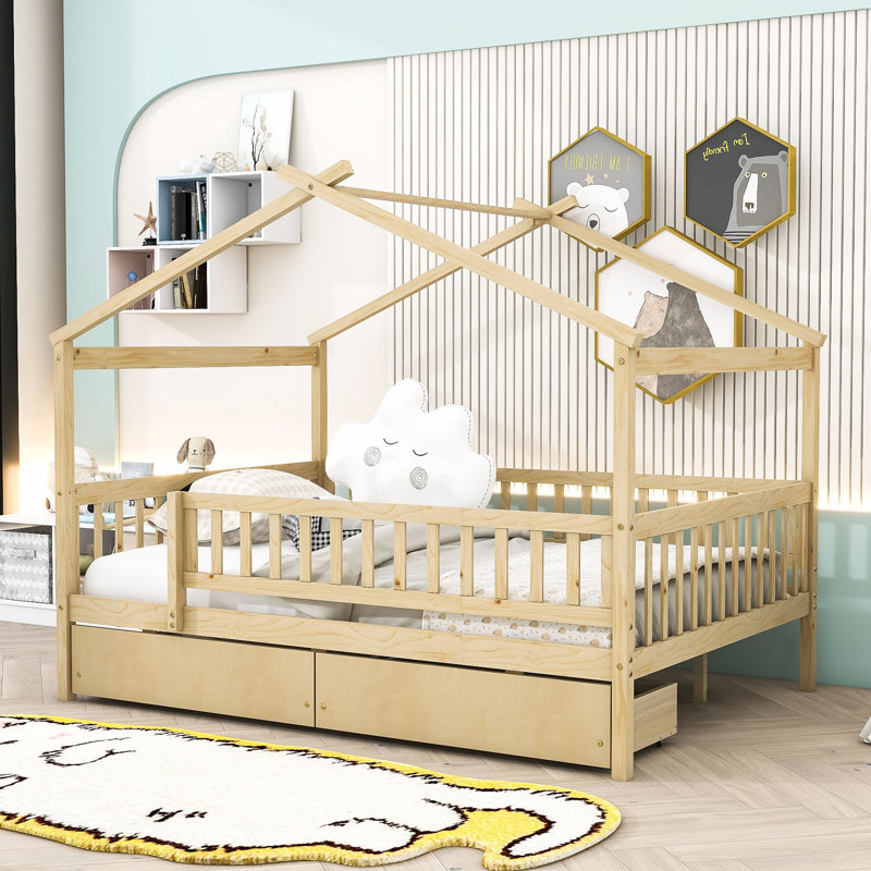Velida Twin Daybed with Two Drawers, Natural, Full/Double