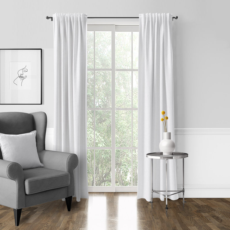 Phoenix Grey Rod Pocket Drapery Panel, 50'' W x 108'' L, White