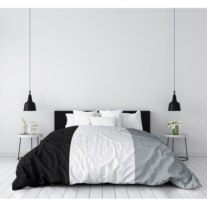 Housse de couette simple Arizona, Simple très long, Gris anthracite / argent clair