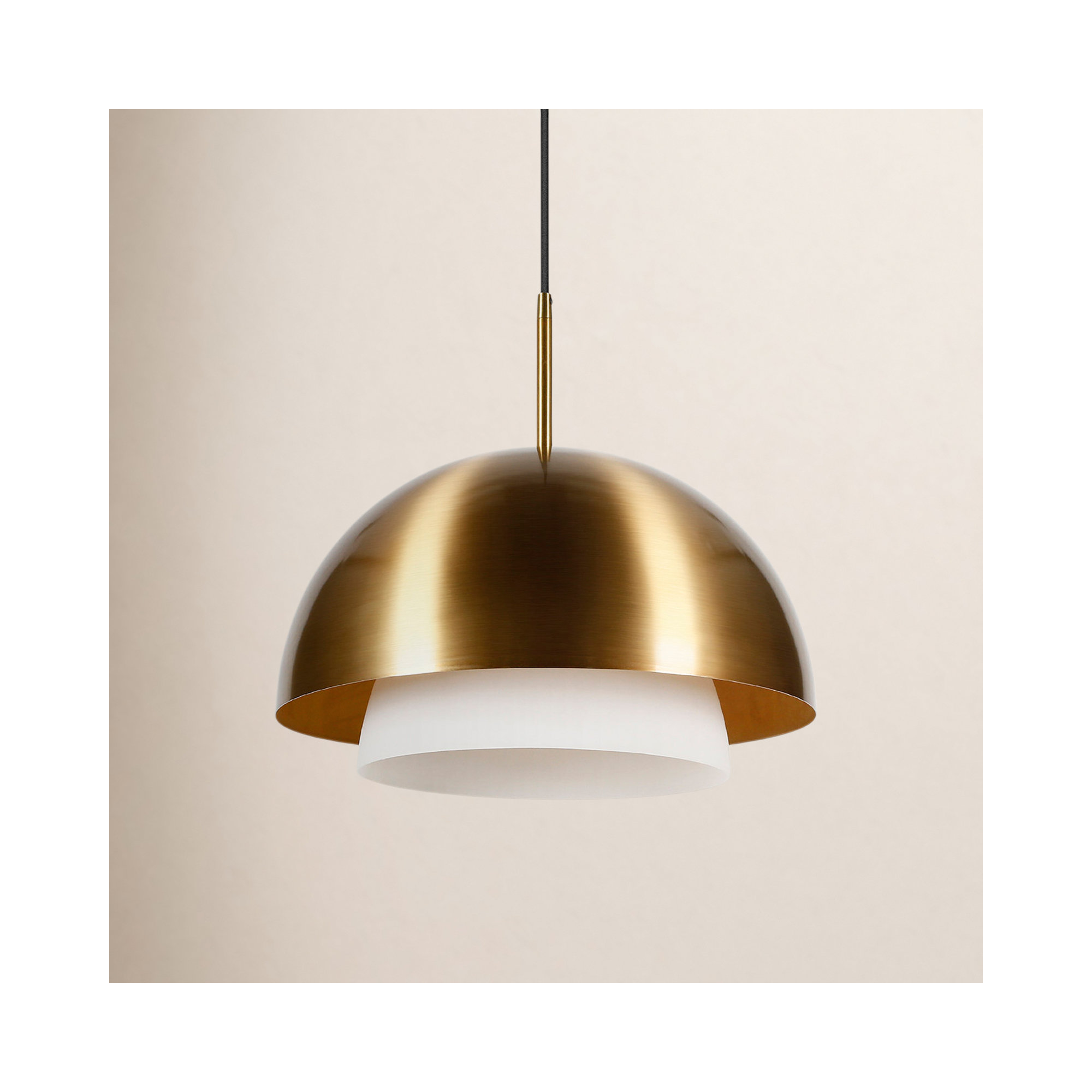 Lyle 1-Light Frosted Glass Dome Pendant, Brass