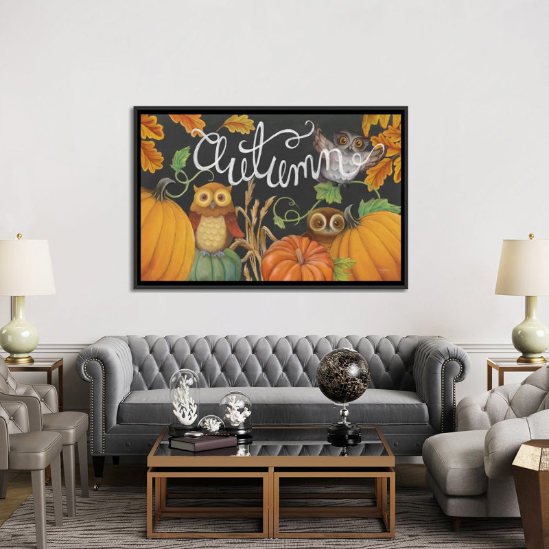 « harvest hibou ii », reproduction d’impression sur toile tendue, H 18 po x l 26 po x P 1,5 po, Toile avec cadre noir