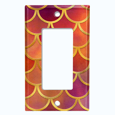Metal Light Switch Plate Outlet Cover (Mermaid Pink Scale  - Single Rocker)