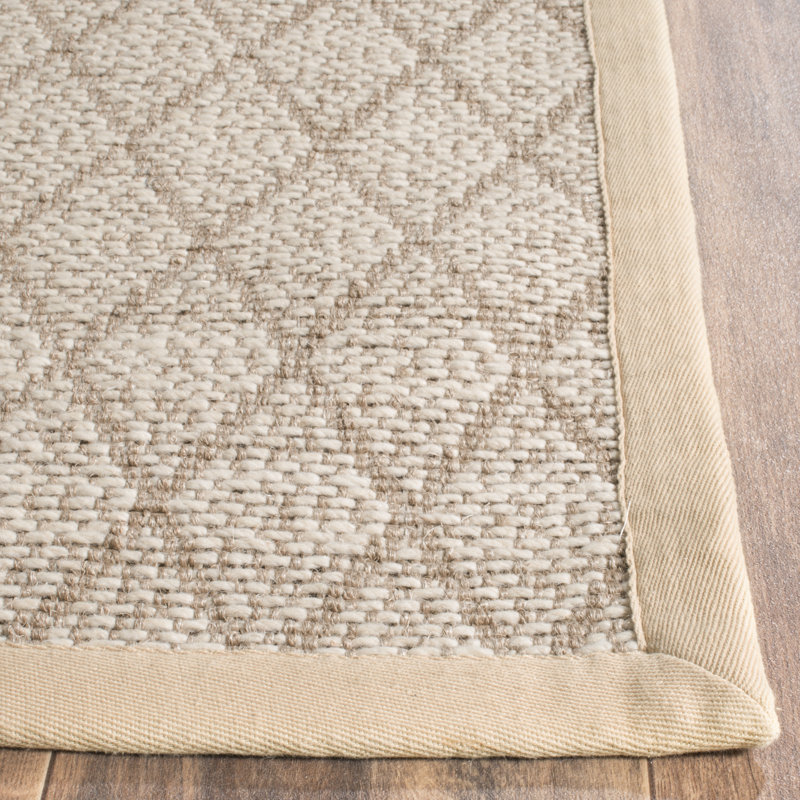 Tapis géométrique en laine et sisal tissés à la main Natural Fiber, Rectangle 5 pi x 8 pi