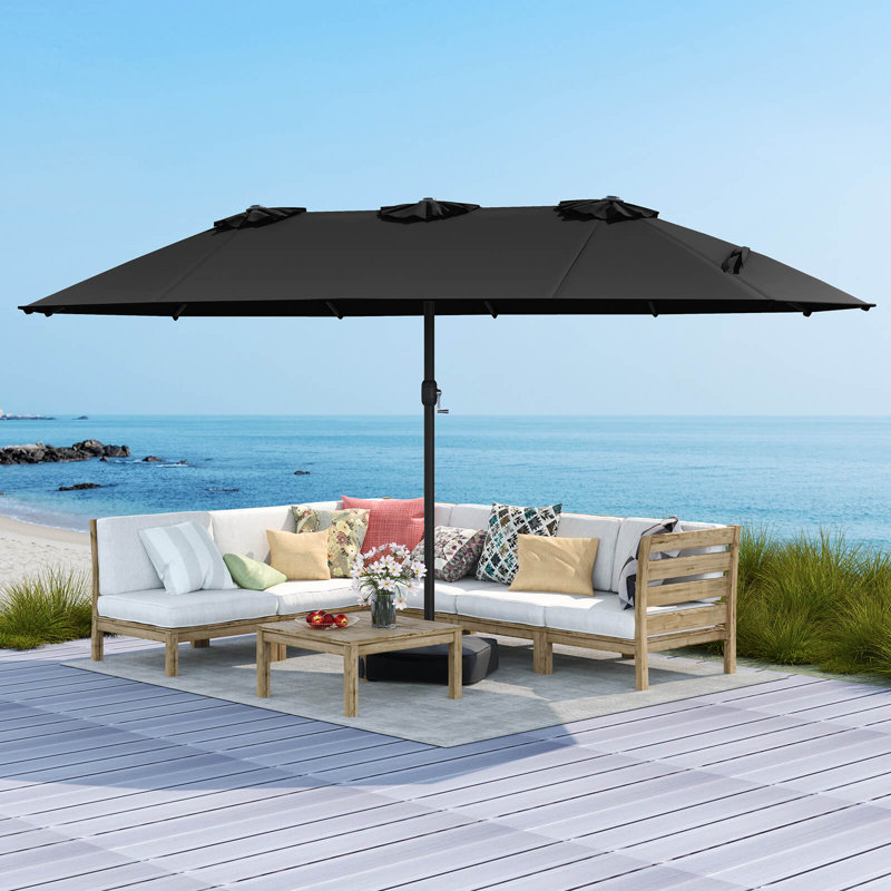 Parasol pour terrasse double 15 pi, Noir