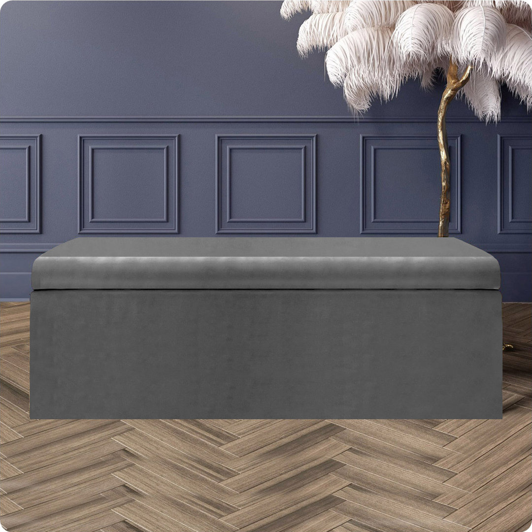 Safar Large Plush Velvet Ottoman Storage Box with Plain Lid Multi Functional Upholstered Blanket Box