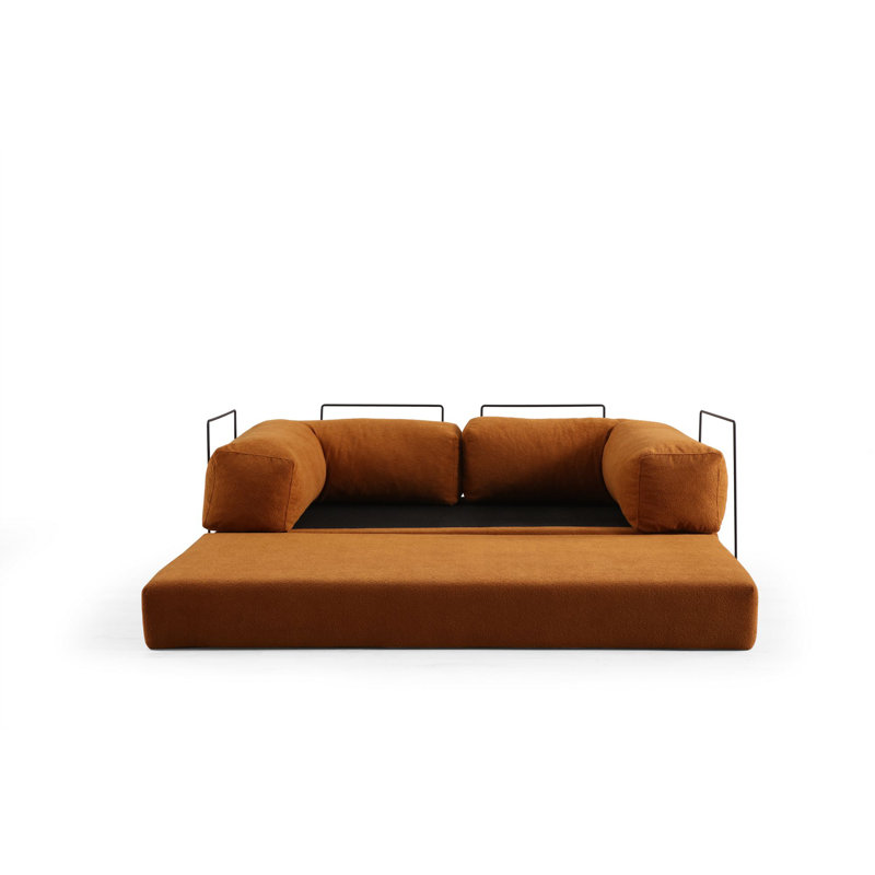 Canapé-lit 3 places, Orange, H 39,37 po x l 78,74 po x P 31,5 po, 2