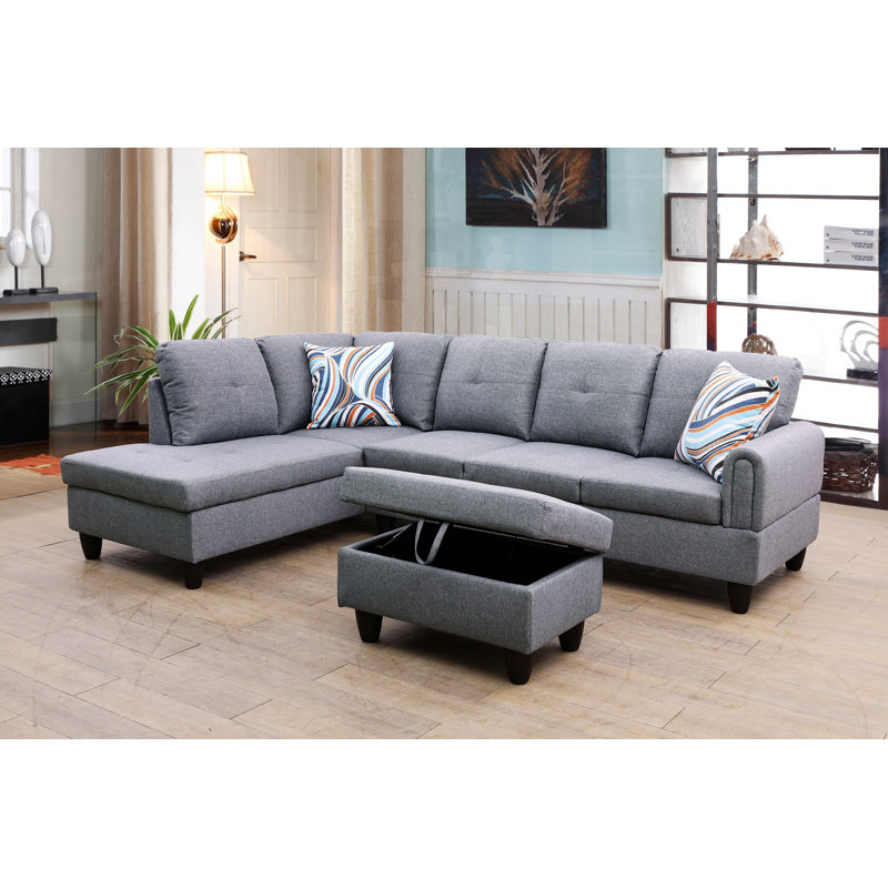 Jacksmith Upholstered Sectional, Left Hand Facing, Gray
