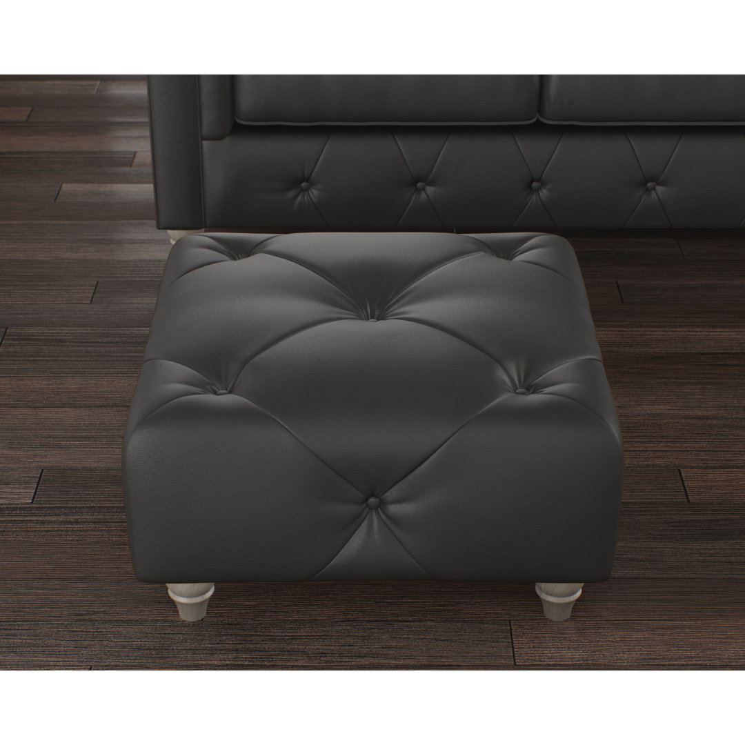 Melrose 65Cm Wide Genuine Leather Tufted Square Ottoman