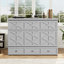 Grand lit escamotable avec grands tiroirs et port USB, gris brossé-1117070618