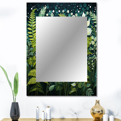 Ferns Plant Ethereal Whispers II - miroir décoratif fougères, miroir mural moderne, impression d'art en métal