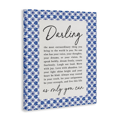 «Darling Only You Can Inspiring Canvas», design par Lettré et doublé