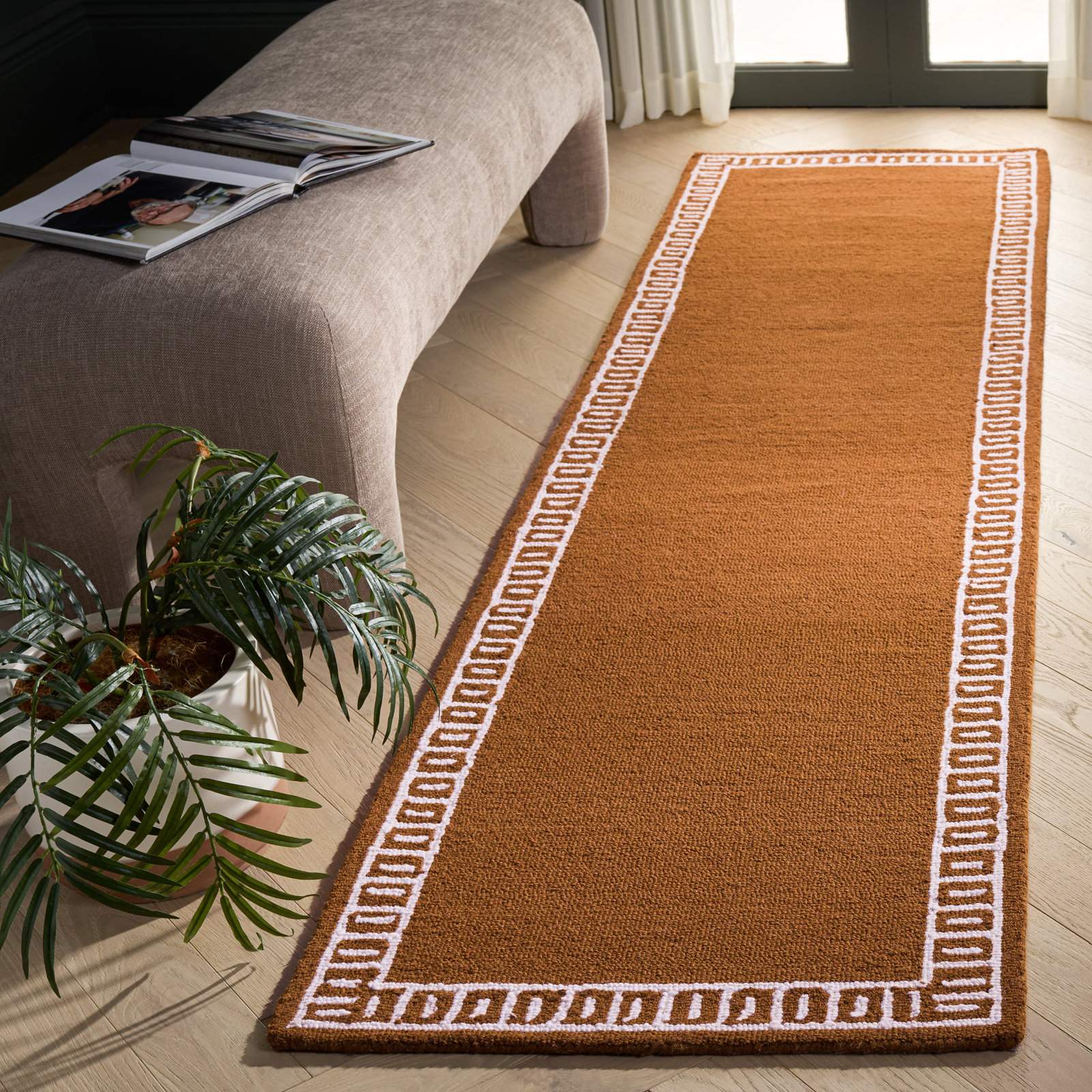 Hand-Tufted Geometric Wool Rug, Runner 2'3" x 9'