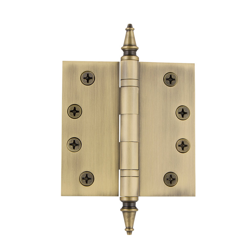 4" H x 4" W Butt Bearing Single Door Hinge, Antique Brass