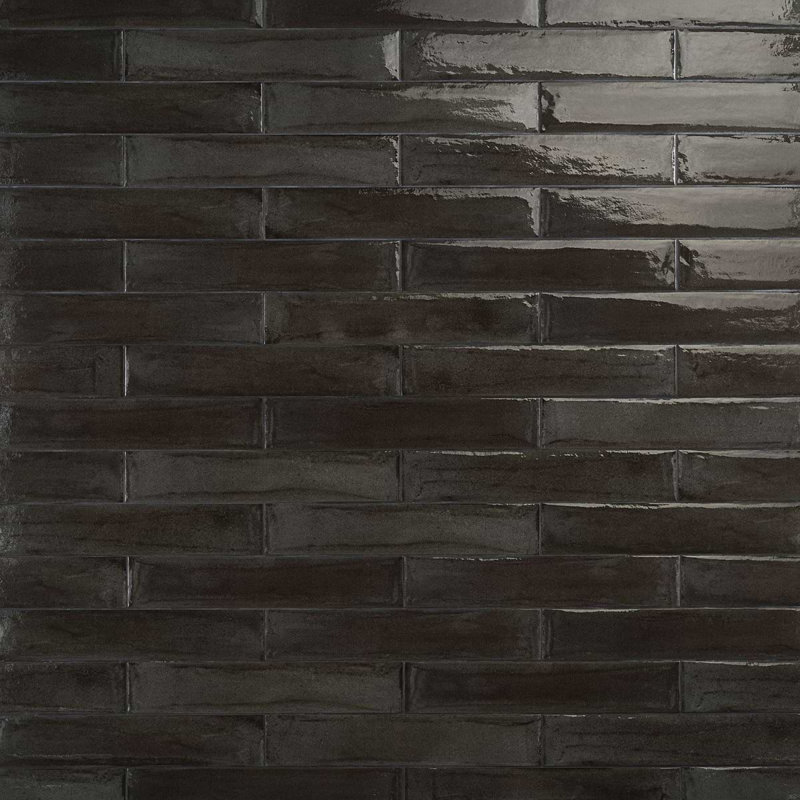 Paint 3x16 Glossy Porcelain Tile, Nero Black