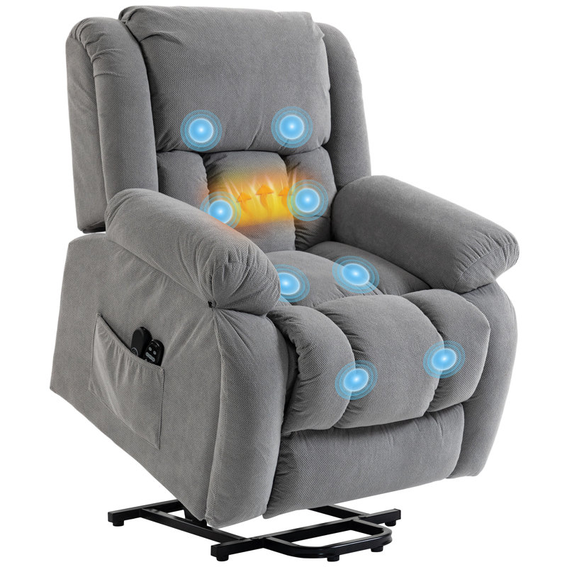 93cm Wide Velvet Lift Assist Standard Recliner, Light Grey