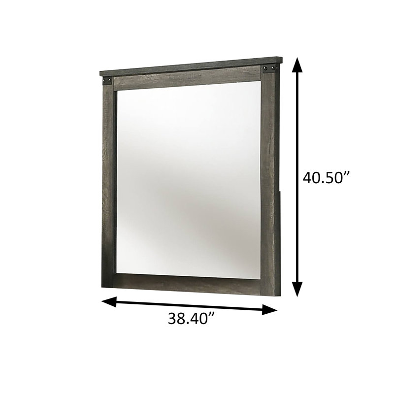 38.4"W Rustic Farmhouse Mirror, Rustic Gray
