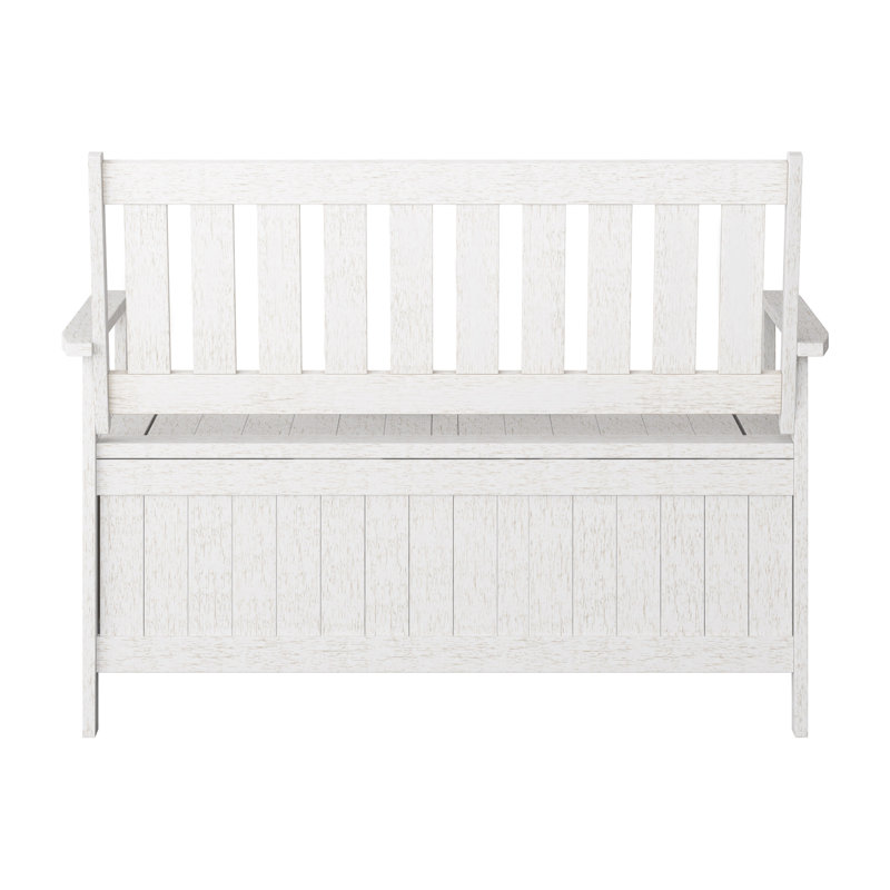 Banc de rangement en bois Gwenda, Blanc