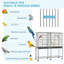 Cage à oiseaux 65 po en métal à double roulement 65 po: support amovible, tablette de rangement, perchoir en bois et contenant à nourriture