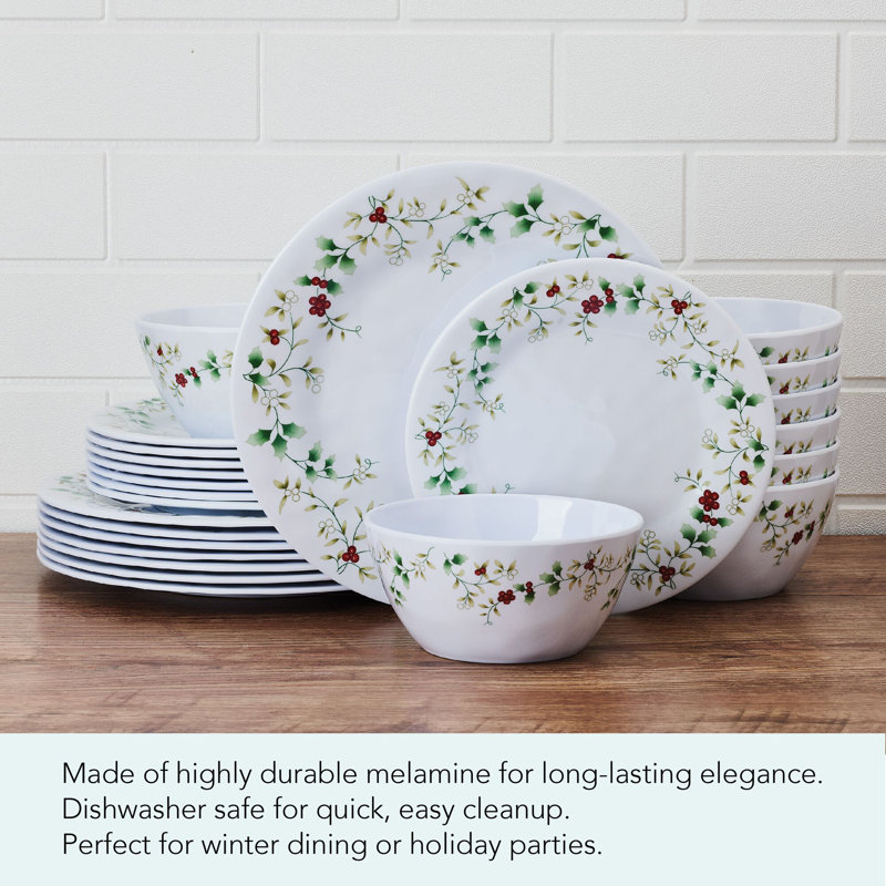Pfaltzgraff Winterberry 24-Piece Indoor/Outdoor Melamine Dinnerware Set, Service for 8