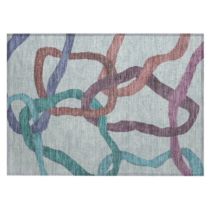 Machine Washable Indoor/Outdoor Jozwiak ACN2394 Abstract Rug, Rectangle 1'8" x 2'6"