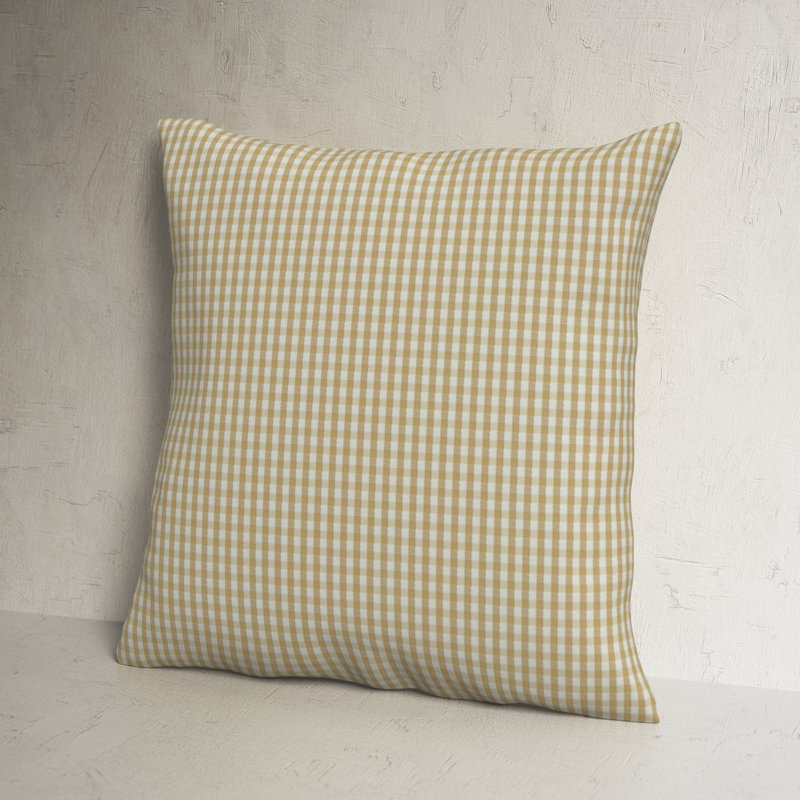 Henriette Plaid Cotton Reversible Throw Pillow, Beige, 24" H x 24" W
