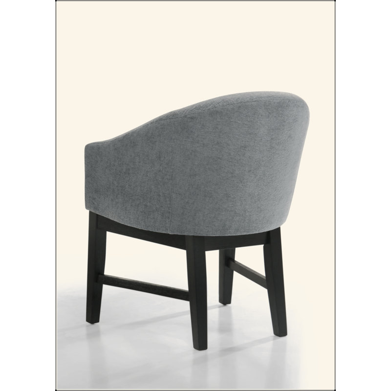 Ensemble de 2 chaises de baril Haven en tissu gris avec pieds à finition noire