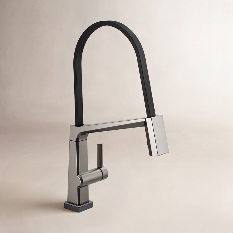 Robinet de cuisine pivotant à poignée simple, Noir métallique