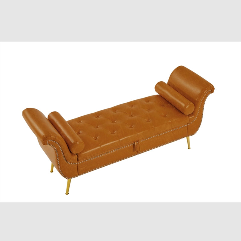 Kilner Faux Leather Upholstered Storage Bench, Brown
