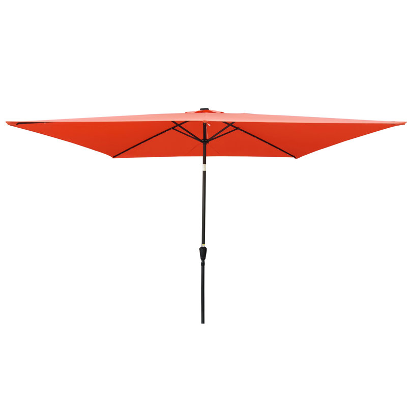 Parasol rectangulaire pour le patio avec mécanisme d'inclinaison solaire extérieur à énergie solaire et résistant au vent