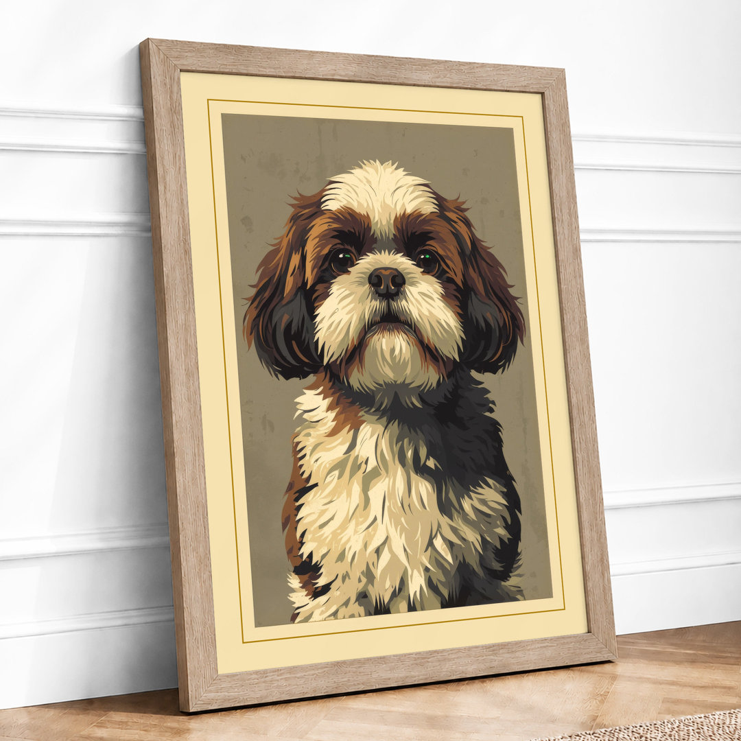 Shih Tzu Portrait Vintage - Framed Print