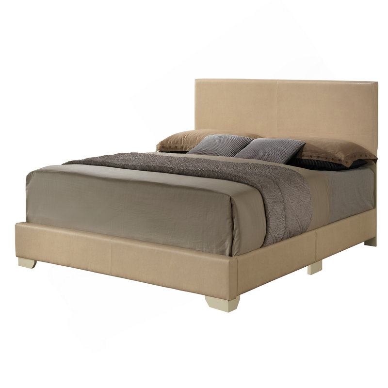 Charmant lit double décontracté beige, Beige, Full