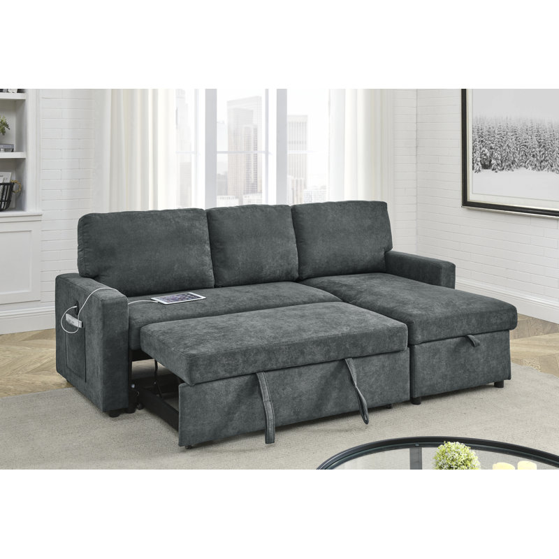Canapé-lit et méridienne à droite en microfibre / microsuède de 80,5 po de large Arnel