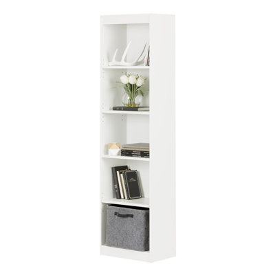 Axess Narrow 5-Shelf Narrow Bookcase Pure White