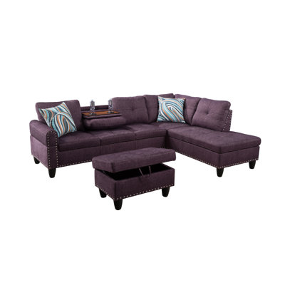 Titan Amaranth Linen Right  Hand  2-Piece  Living Room Sofa