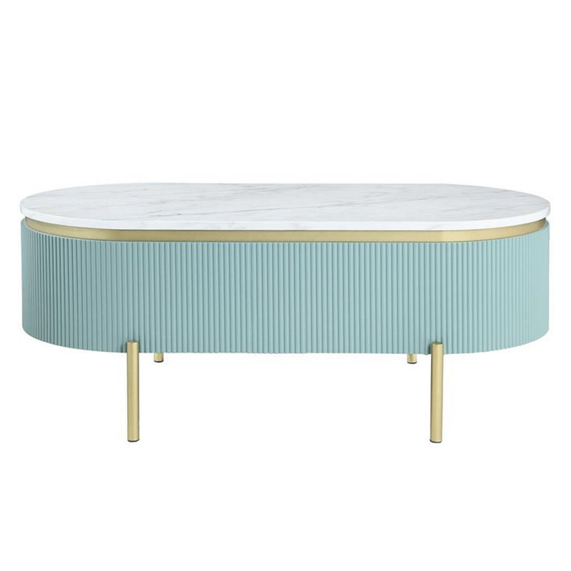 Maxym Coffee Table, White/Teal